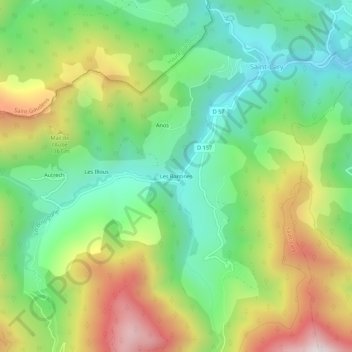 Les Bantines topographic map, elevation, terrain