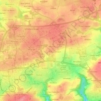 Botspern topographic map, elevation, terrain
