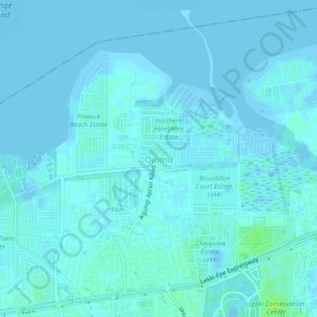 Ojomu topographic map, elevation, terrain