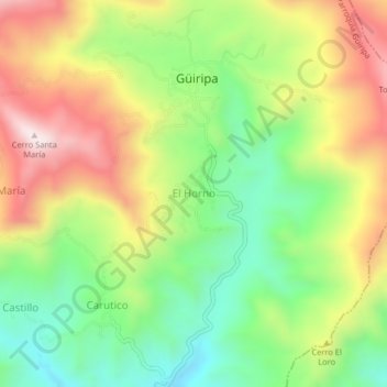 El Horno topographic map, elevation, terrain