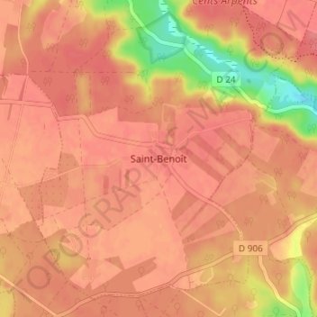 Saint-Benoît topographic map, elevation, terrain