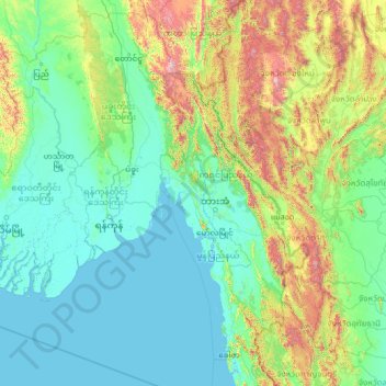 Mon State topographic map, elevation, terrain