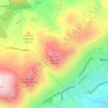 Monte Caputo topographic map, elevation, terrain
