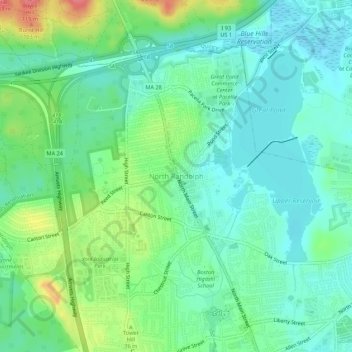 North Randolph topographic map, elevation, terrain