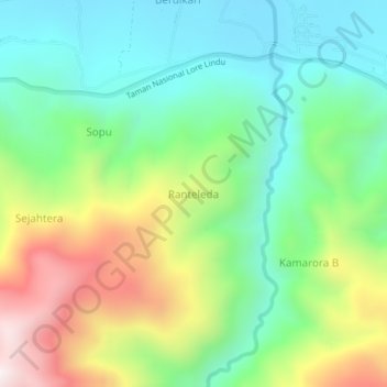 Ranteleda topographic map, elevation, terrain