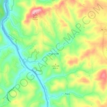 Kings Creek topographic map, elevation, terrain
