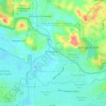 Kampung Batu 4 topographic map, elevation, terrain