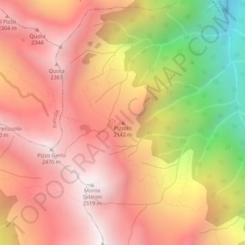 Pizzolo topographic map, elevation, terrain