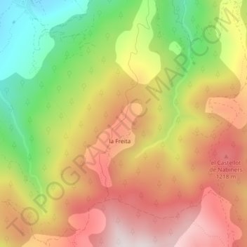 Serra de la Coma topographic map, elevation, terrain