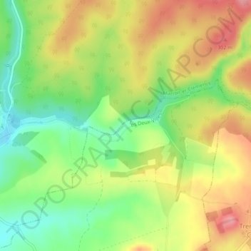 Les Fagnes topographic map, elevation, terrain