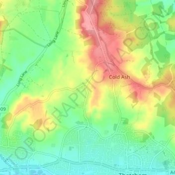 Ashmore Green topographic map, elevation, terrain