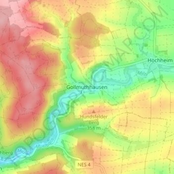 Gollmuthhausen topographic map, elevation, terrain