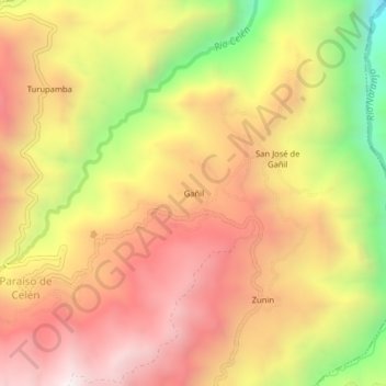 Gañil topographic map, elevation, terrain