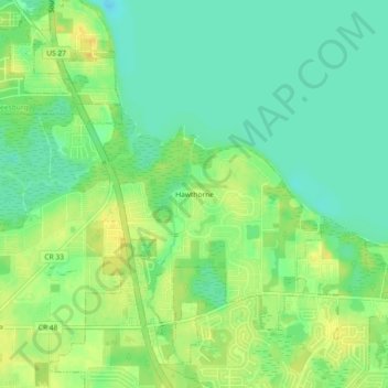 Hawthorne topographic map, elevation, terrain