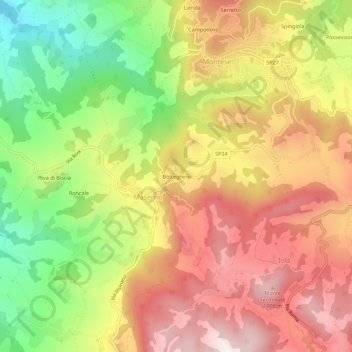 Botteghino topographic map, elevation, terrain