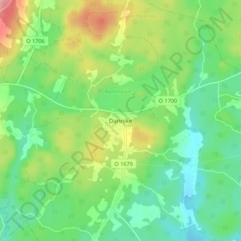 Dannike topographic map, elevation, terrain