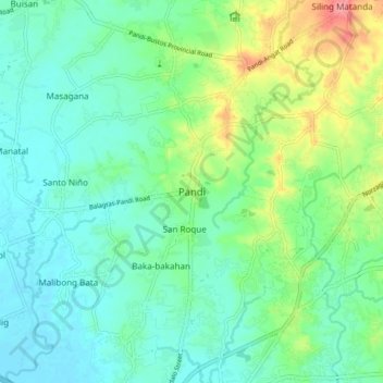 Pandi topographic map, elevation, terrain