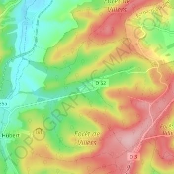 Villers-Bettnach topographic map, elevation, terrain