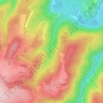 Barnov topographic map, elevation, terrain