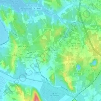 Trás do Outeiro topographic map, elevation, terrain