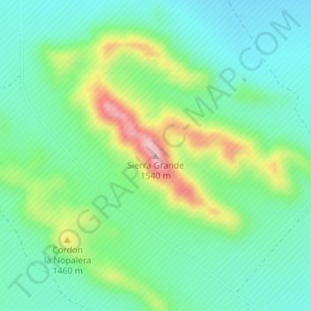 Sierra Grande topographic map, elevation, terrain
