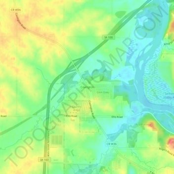 Covington topographic map, elevation, terrain