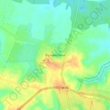 Velykosilky topographic map, elevation, terrain