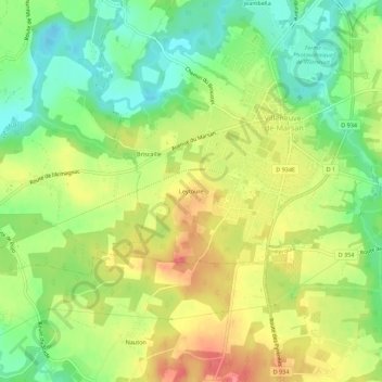 Leytoure topographic map, elevation, terrain