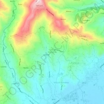 Molvena topographic map, elevation, terrain