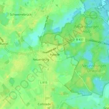 Astede topographic map, elevation, terrain