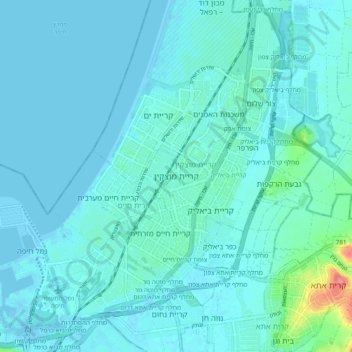Kiryat Motzkin topographic map, elevation, terrain