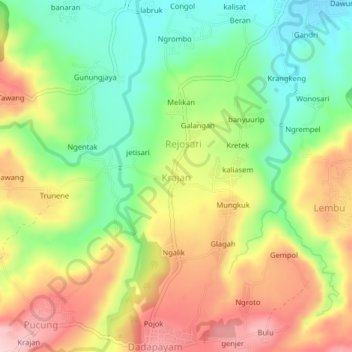 Krajan topographic map, elevation, terrain