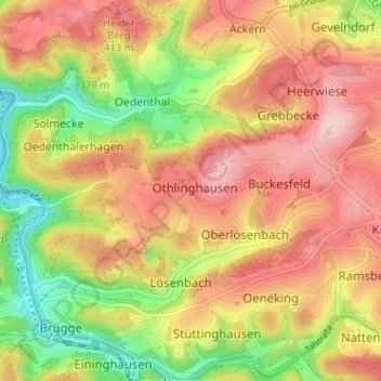 Othlinghausen topographic map, elevation, terrain