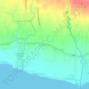 Caybunga topographic map, elevation, terrain