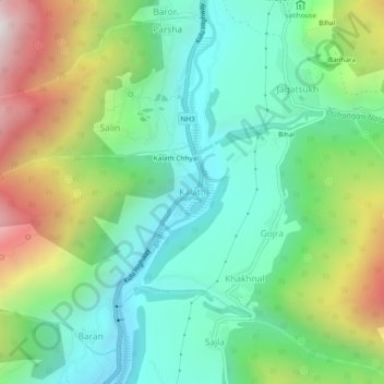 Kalath topographic map, elevation, terrain