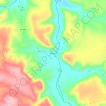 Llumes topographic map, elevation, terrain