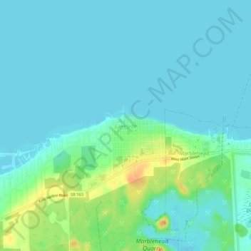 Lakeside topographic map, elevation, terrain