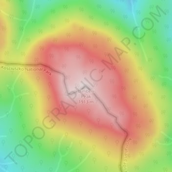 Bimberi Peak topographic map, elevation, terrain