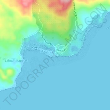 Dusun II topographic map, elevation, terrain