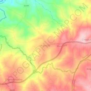 Kaimosi topographic map, elevation, terrain
