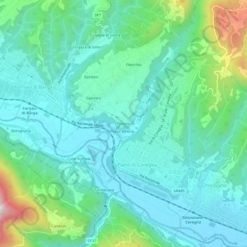 Pedona topographic map, elevation, terrain