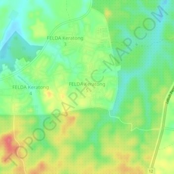 FELDA Keratong 5 topographic map, elevation, terrain