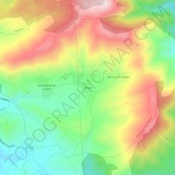 Langre topographic map, elevation, terrain