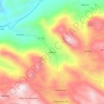 Itapicu topographic map, elevation, terrain