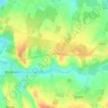 Shatterling topographic map, elevation, terrain