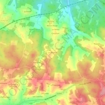 Les Manauds topographic map, elevation, terrain