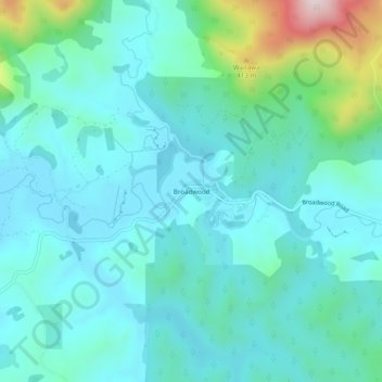Broadwood topographic map, elevation, terrain