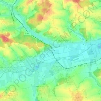 Petersberg topographic map, elevation, terrain