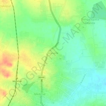 Atevelle topographic map, elevation, terrain