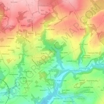 Creach Balbe topographic map, elevation, terrain